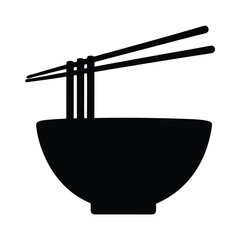 noodles vector silhouette icon, black and white illustration of food.