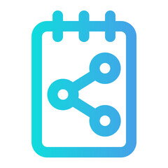Simple share icon integrated with a notebook, suitable for tech, communication, and data sharing applications.