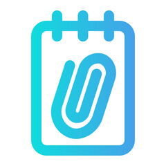 Simple icon depicting a paperclip clipped to a notepad, useful for organizing, office, or stationery themes.