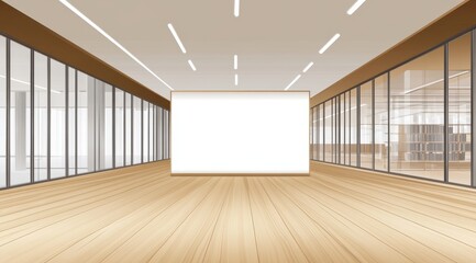 Obraz premium Modern office hallway with blank wall