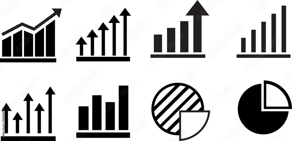 Aufkleber growing bar icon set. business graphs and charts icons. statistics and analytics vector icon. statis