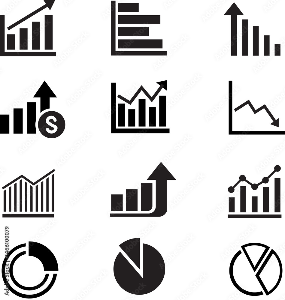 Aufkleber growing bar icon set. business graphs and charts icons. statistics and analytics vector icon. statis