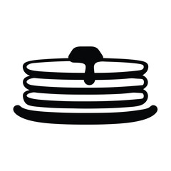 pancakes with syrup vector silhouette icon, black and white illustration of food.