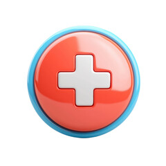 Obraz premium 3D Medical Cross Icon with Healthcare Symbol, and App Button.