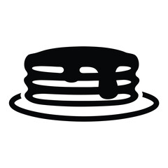 pancakes with syrup vector silhouette icon, black and white illustration of food.