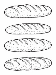 Baguette line art sketch elegance in minimalist food style.eps