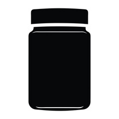 peanut butter jar vector silhouette icon, black and white illustration of food.