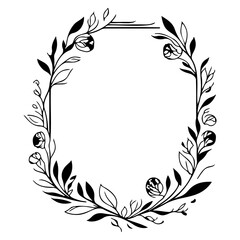 Elegant floral frame with blossoming buds and leaves provides design versatility