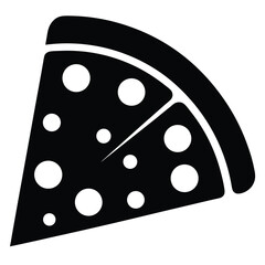 pepperoni pizza vector silhouette icon, black and white illustration of food.