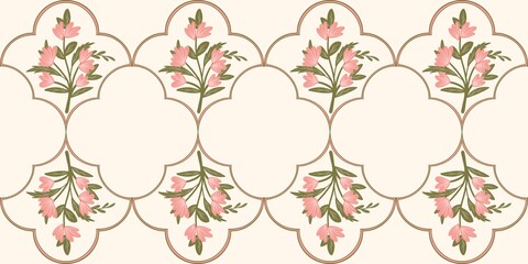 Seamless watercolour and unique floral pattern background for covers, notes, Soft backgrounds colour. Watercolour art work. Flower stalk. Pink flower.