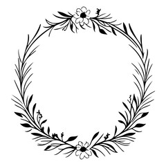 Elegant floral botanical wreath design with delicate blossoms and foliage