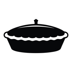 pie apple or pumpkin vector silhouette icon, black and white illustration of food.