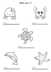 Marine animals work sheet 