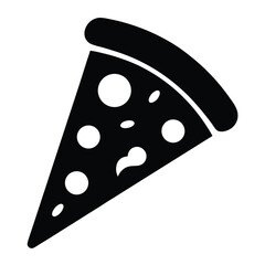 pizza slice vector silhouette icon, black and white illustration of food.