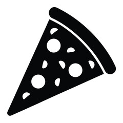 pizza slice vector silhouette icon, black and white illustration of food.