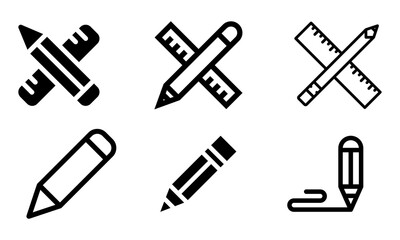 Writing Tool, School Material, SEO And Web, ruler, Tools And Utensils, pencil, Pen icon. Solid Vector Icon for Drawing Tools. Pen and Ruler Line Style Icon Design.