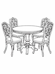 beautiful table line art crafted with graceful detail.eps