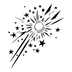 Stylized Celestial Burst Illustration: A Graphic Interpretation of Cosmic Energy