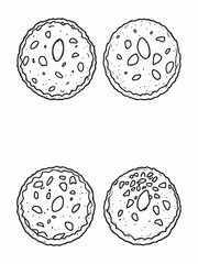 besan peda popular traditional Indian dessert line art.eps