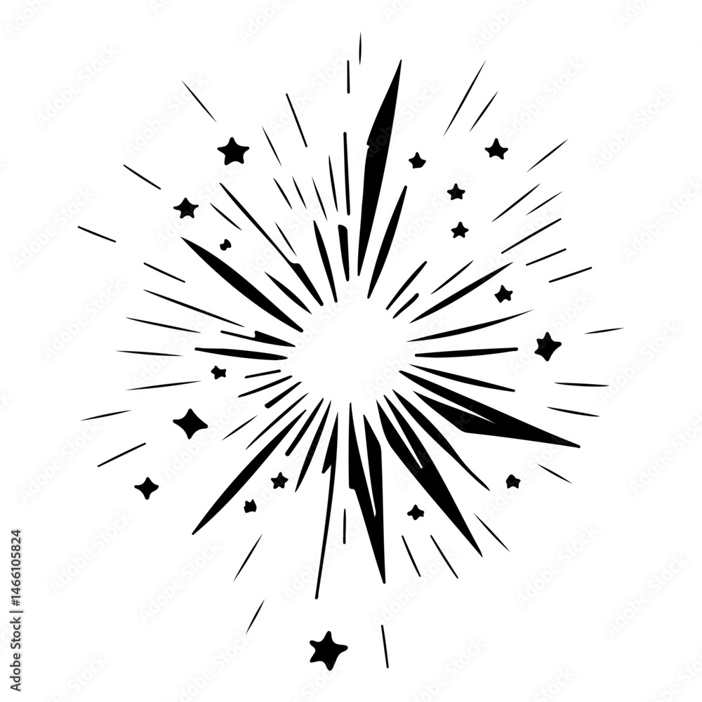 Poster bursting abstract star design with radiant lines and sparkling elements for vibrant effect