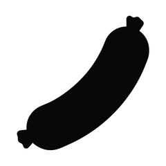 sausage link vector silhouette icon, black and white illustration of food.