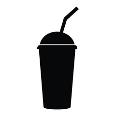 smoothie vector silhouette icon, black and white illustration of food.