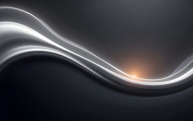 Abstract silver gray and black background with smooth line, wave and glowing spots. High quality