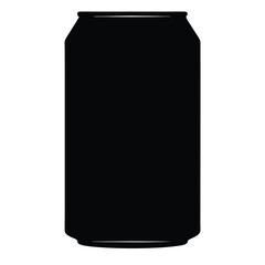 soda can vector silhouette icon, black and white illustration of food.