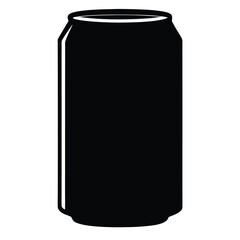 soda can vector silhouette icon, black and white illustration of food.