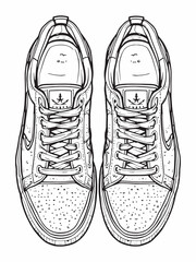 black leather sneaked line art sleek footwear sketch.eps