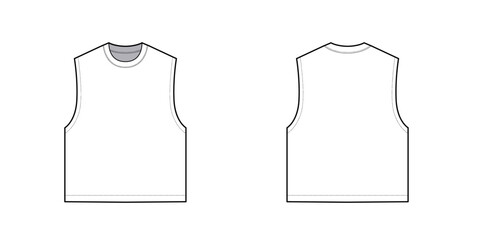 Tank Top Flat Vector Illustration- Fashion Template- CAD Mock-up 