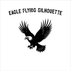 Flying Eagle Silhouette Vector on White Background.