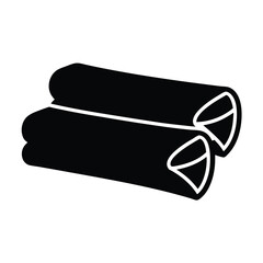 spring roll vector silhouette icon, black and white illustration of food.