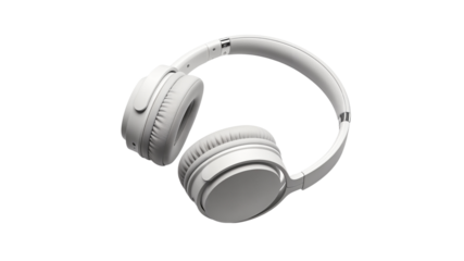 Modern White Wireless Headphones on Plain Background