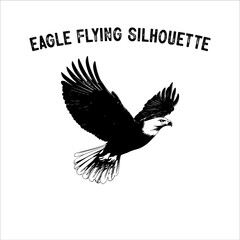 Flying Eagle Silhouette Vector on White Background.