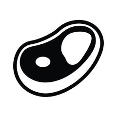 steak vector silhouette icon, black and white illustration of food.