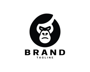 Gorilla head logo clean icon in bold flat look
