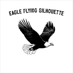 Naklejka premium Flying Eagle Silhouette Vector on White Background.