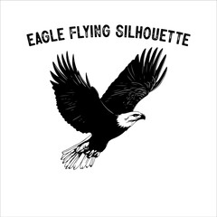 Flying Eagle Silhouette Vector on White Background.