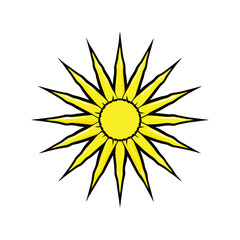 Stylized Yellow Sun with Pointed Rays