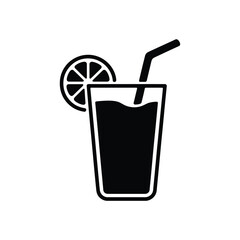 Refreshing Glass of Lemonade with Straw and Lemon Slice Icon