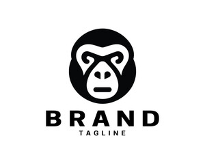 Gorilla head logo modern symbol in black and white
