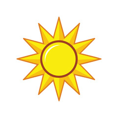 Cartoon Sun with Bright Yellow Rays and a Warm, Sunny Appearance