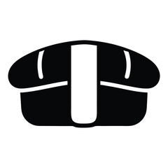 sushi nigiri vector silhouette icon, black and white illustration of food.