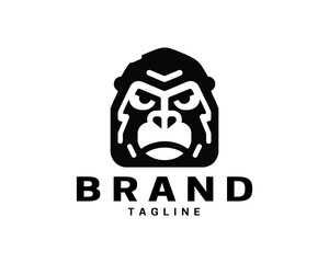 Gorilla head logo flat style for branding logos