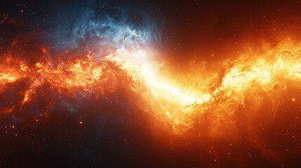 Obraz premium Stunning Cosmic Fiery Wave with Blue and Orange Energy Background