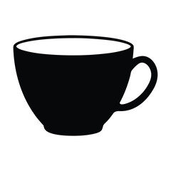 tea cup vector silhouette icon, black and white illustration of food.