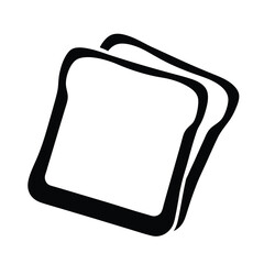 toast with butter vector silhouette icon, black and white illustration of food.