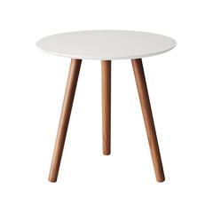 Minimalist Round White Table with Slender Wooden Legs