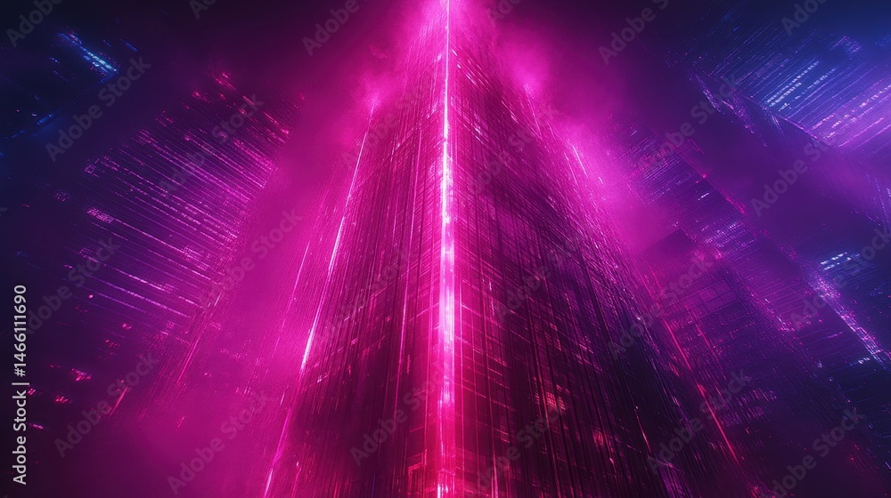 Poster vibrant light streams in gradient hues creating an energetic background and cosmic aura suitable for